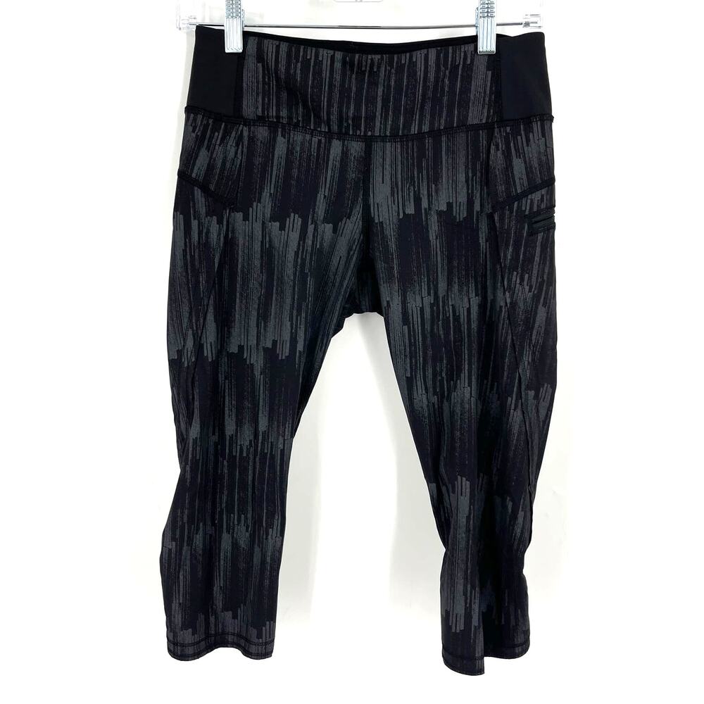 Lululemon Run: Top Speed Crop Scratch‎ Match Black Multi Size 6